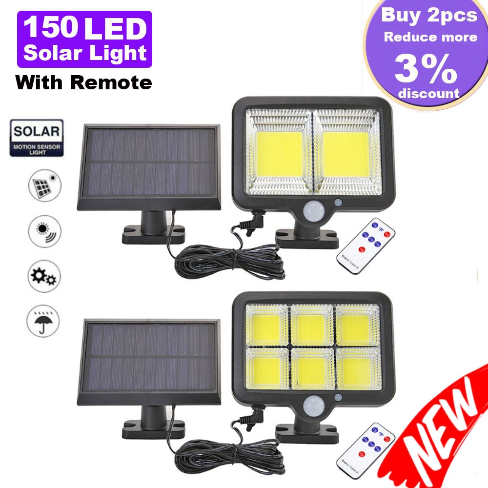 120LED COB Solar Light Outdoor Motion Sensor Wall Light Waterproof Garden Lamp Spotlights Emergency Pathway Street Security Lamp