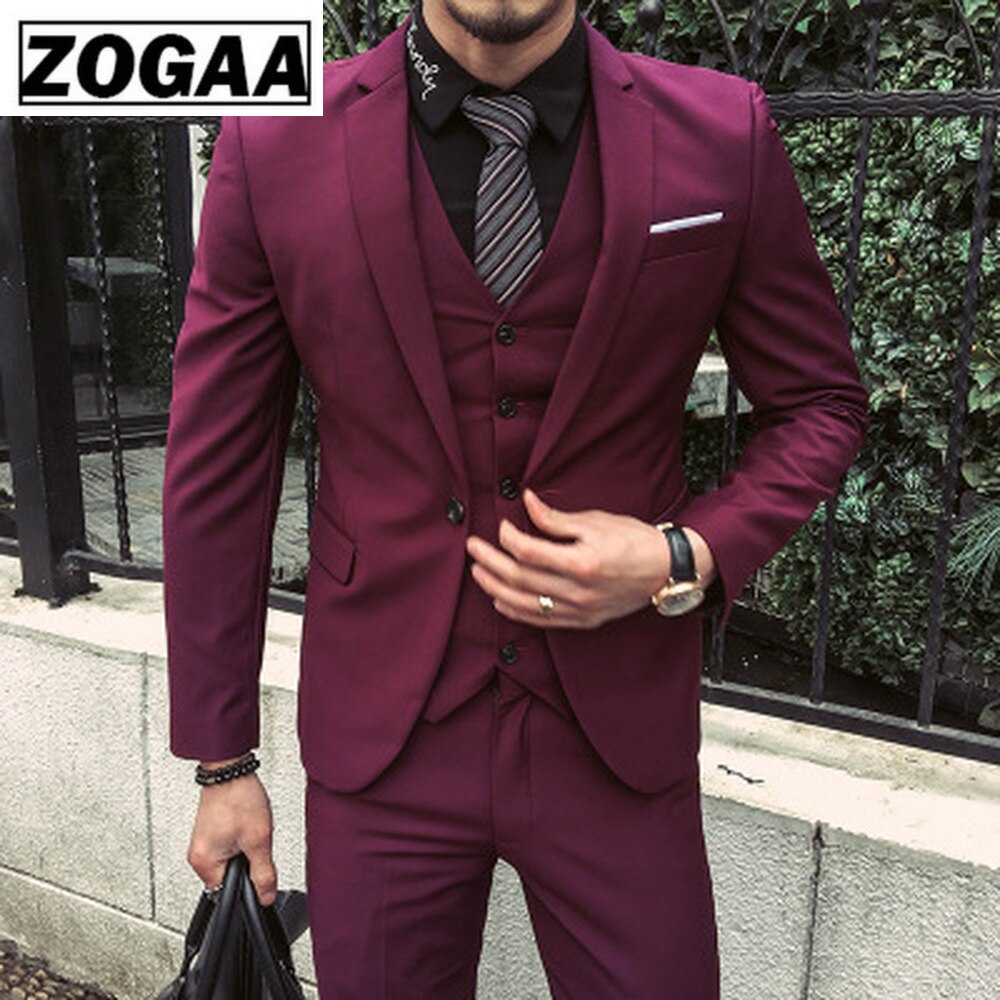 Zogaa menn dress dresser 5xl 4xl business slim fit bryllup brudgommen dresser ren farge 3 stk dresser plus size menn fritid dresser