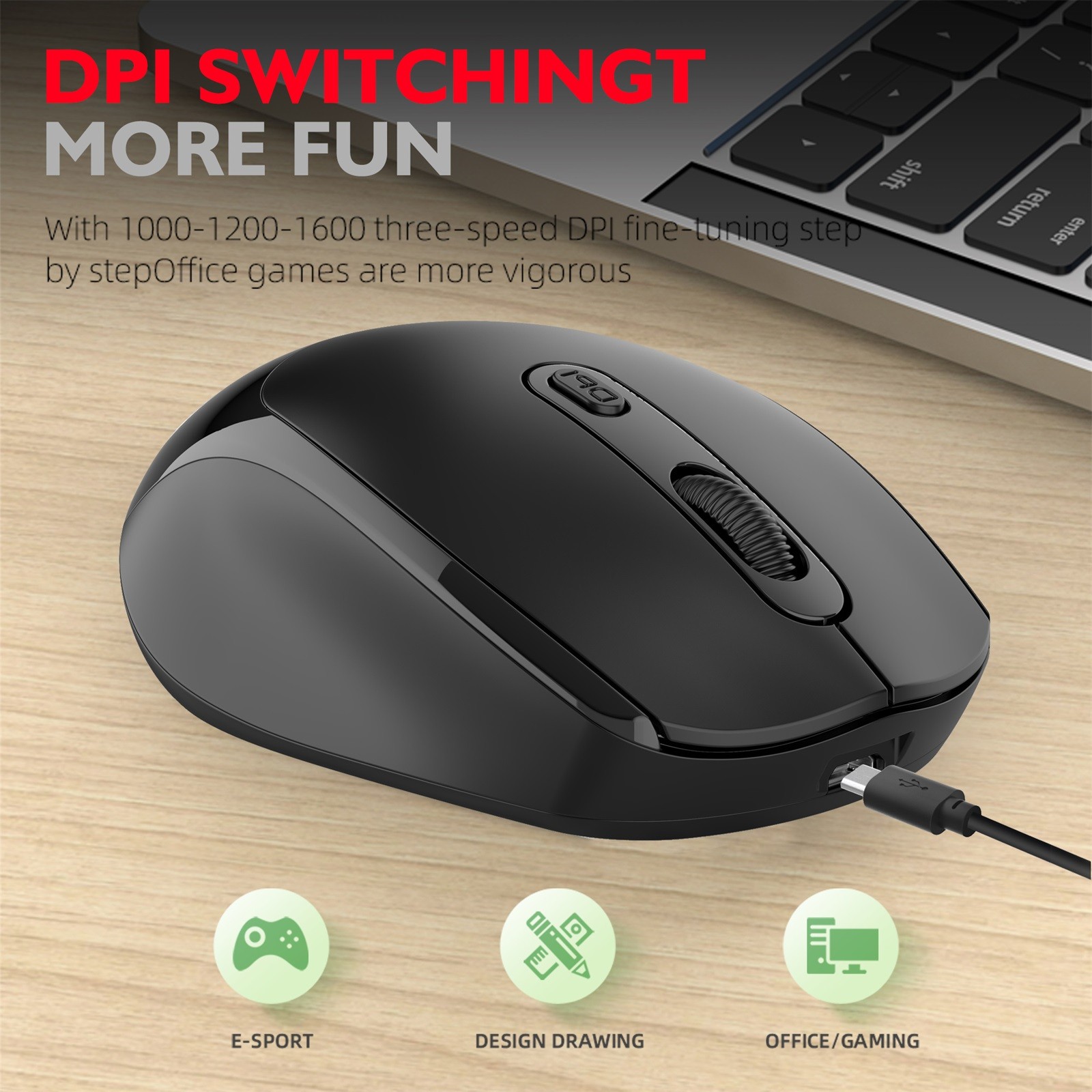 2.4- ghz-funkmaus, ergonomisch, optisch, tragbar, für gaming, büro und laptops, mit usb-empfänger