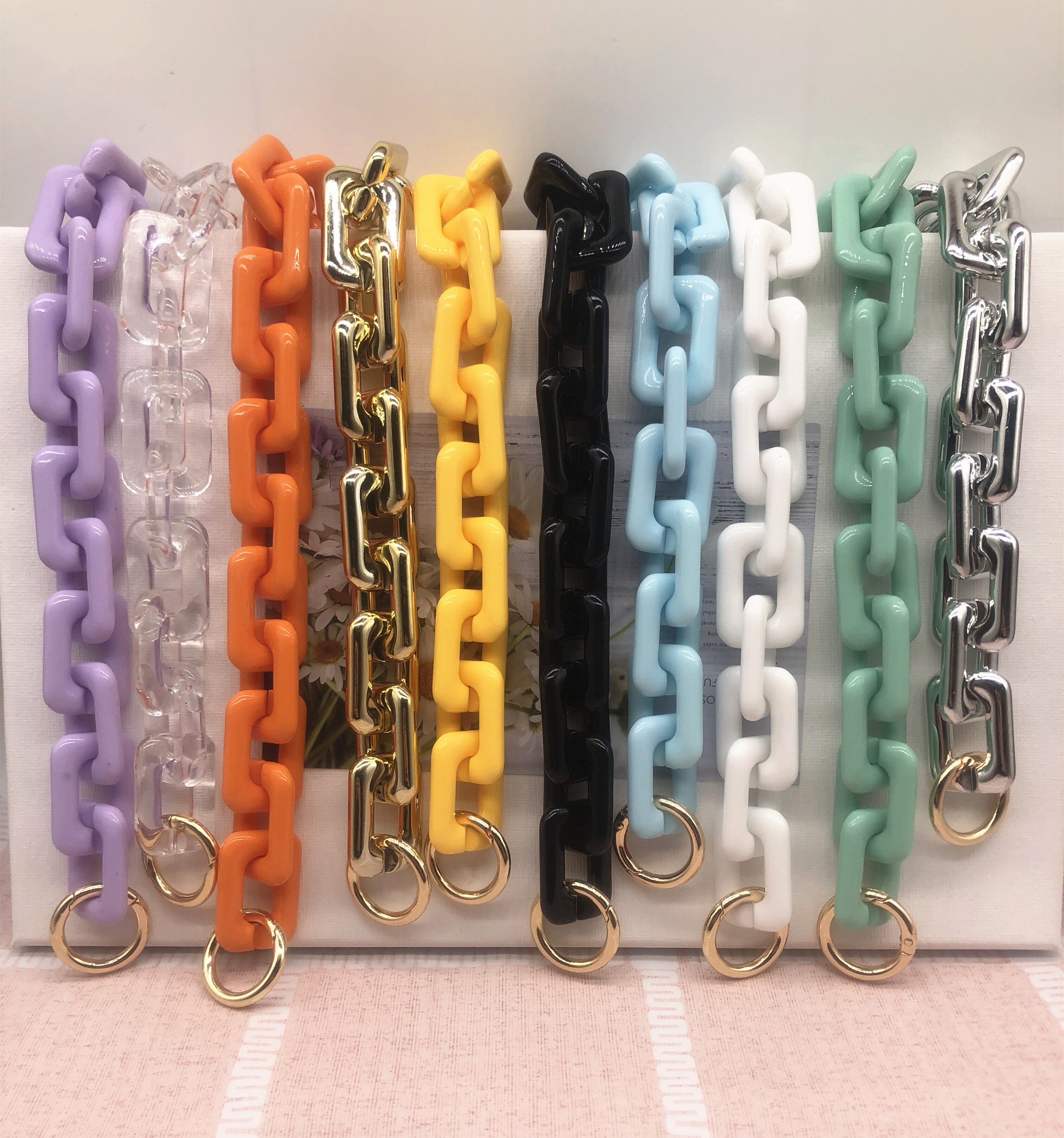 Frauen Kette Tasche Schulter Riemen Harz Material Goldene Vintage Tasche Kette Griff Schulter Tasche Schlüssel Kette Dicke