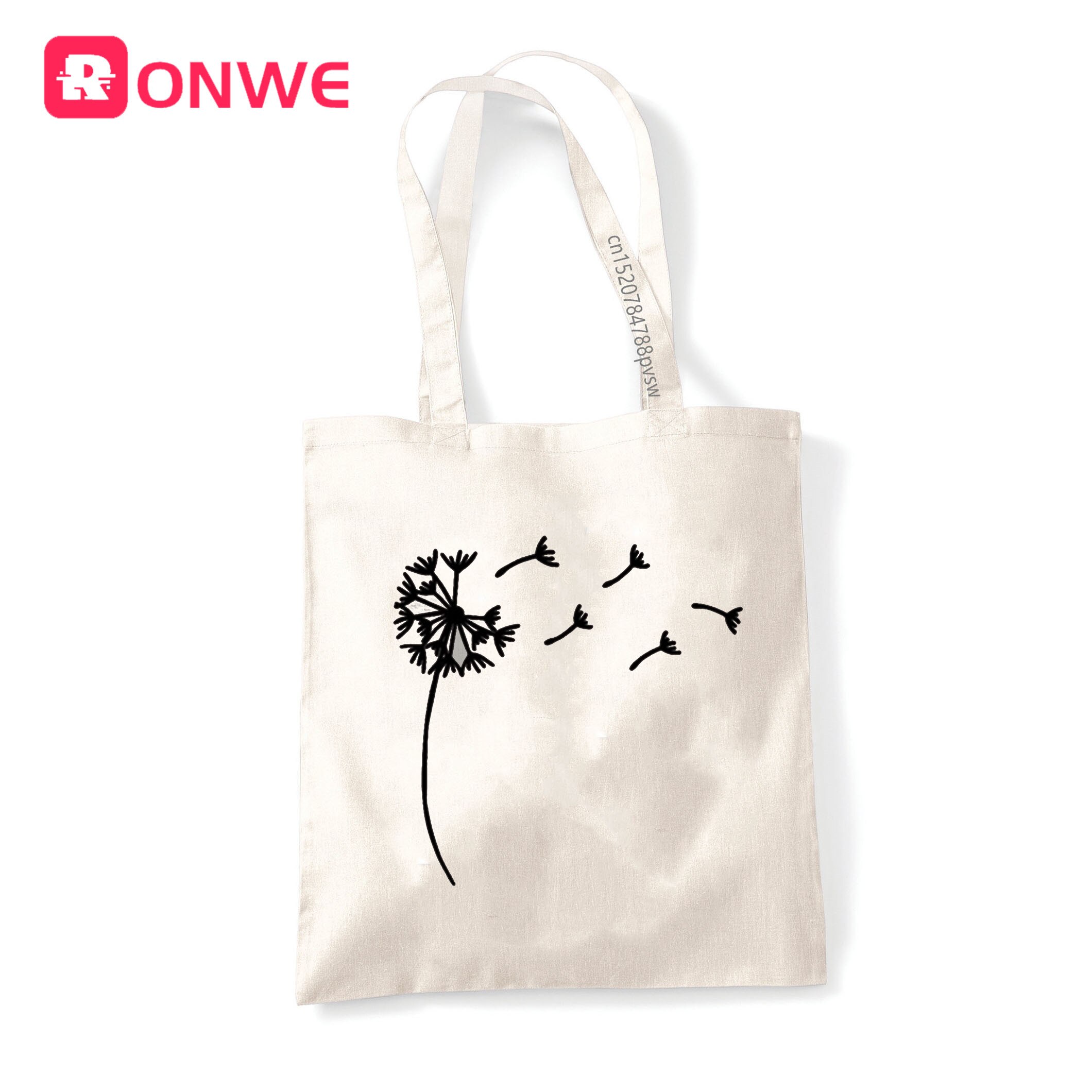 Wildflower Paardebloem Print Herbruikbare Vrouwen Winkelen Canvas Tas Meisje Tote Eco Harajuku Shopper Schoudertassen,: p3063a