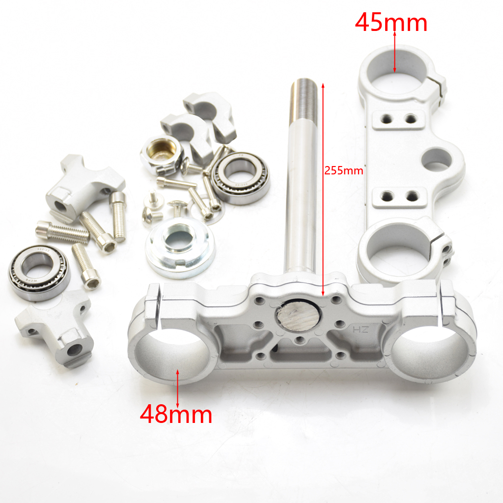 Manubrio moto Albero triplo Morsetto sterzo Bar Riser 45mm e 48mm 255L + cuscinetto Per 22mm manubrio dirt pit bike Pezzo di ricambio
