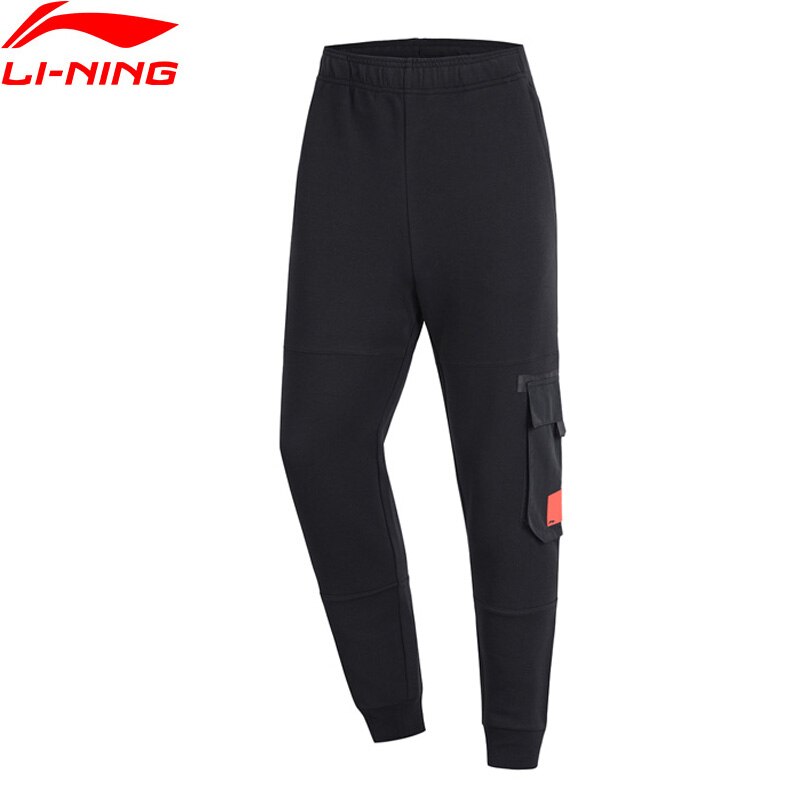 Li-Ning Mannen SLECHTE VIJF Basketbal Serie Zweet Broek Regular Fit 66% Katoen 34% Polyester Voering Sport Broek AKLP005 MKY450