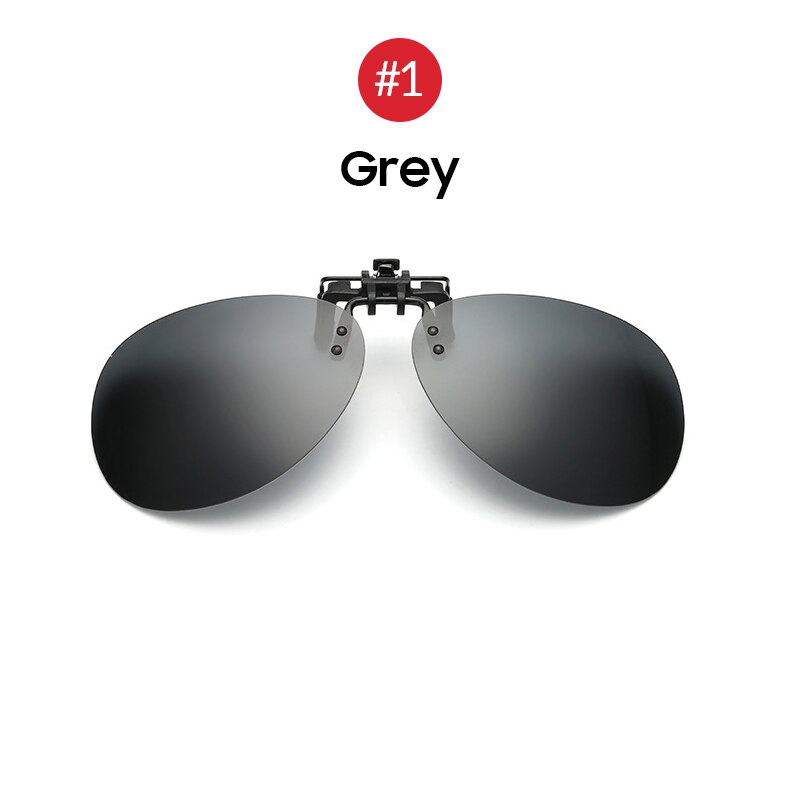 Rimless Round Flip up Clip on Oversized Men Polarized Clip Sunglasses Fishing Aviation Blue Mirror Big Size Driving Glasses: 1 Grey