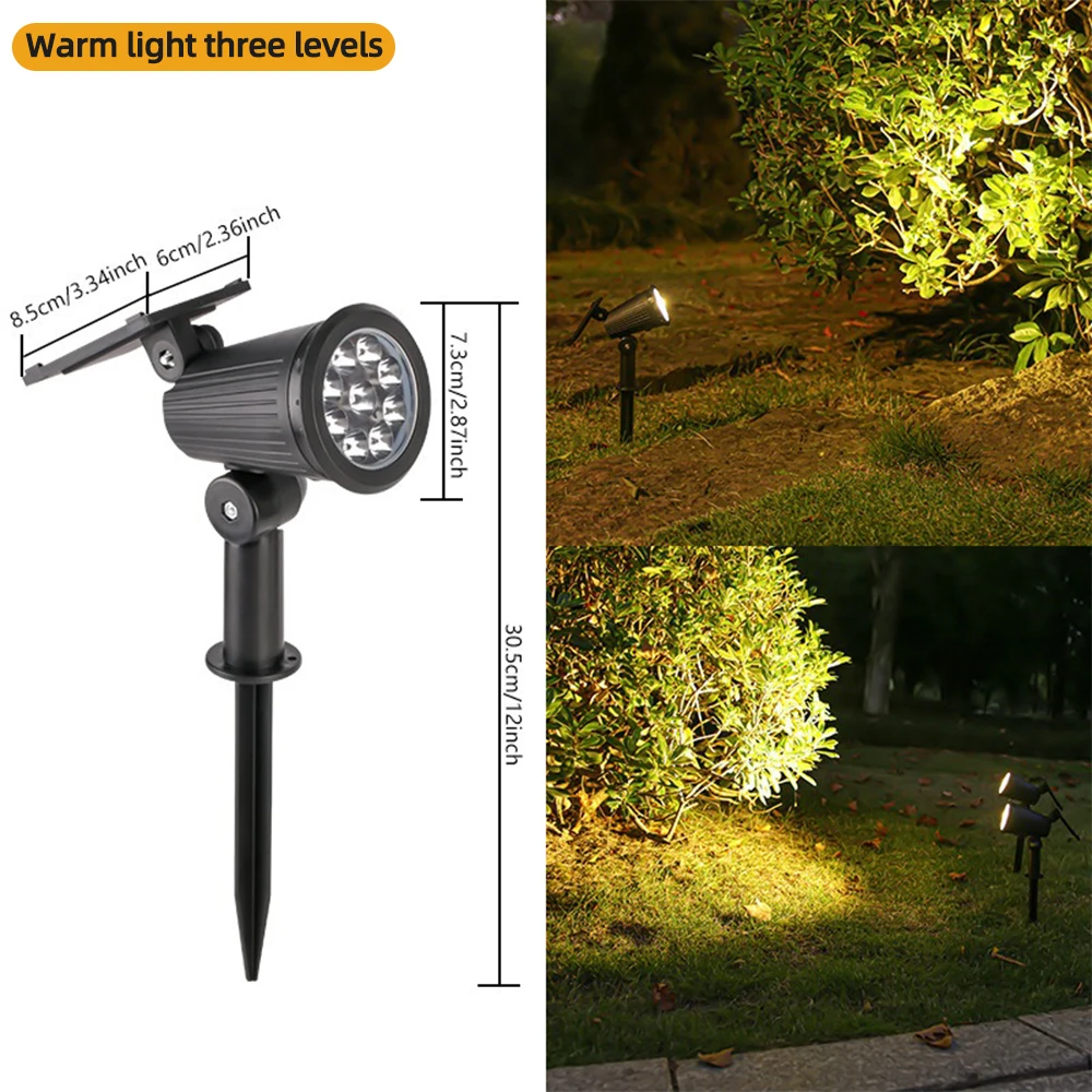 9-LED-Solarstrahler für den Außenbereich, RGB-Solar-Landschaftsbeleuchtung, IP65, wasserdicht, Helligkeit einstellbar, für Garten, Hof, Palmen: Black / green