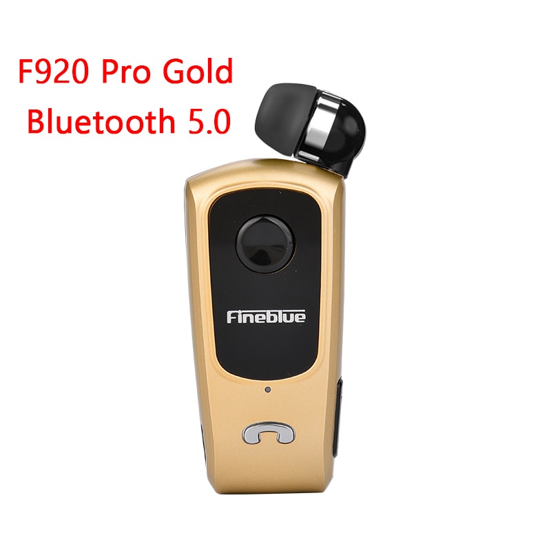 Fineblue F920 Pro Mini Earphone Bluetooth 5.0 Retractable Headset Wireless Clip for iPhone SAMSUNG Bluetooth-headphone Sports: Gold no box