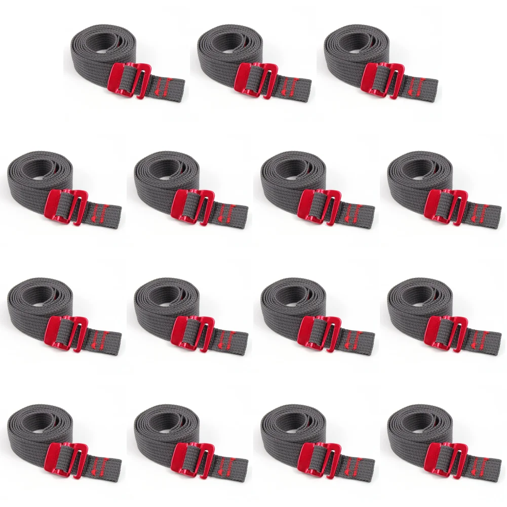 1.5m Outdoor Travel Backpack Nylon Tape Rope with Quick Release Hook Hiking Climbing Tension Belts Buckle Tie-Down Belt Straps: Red