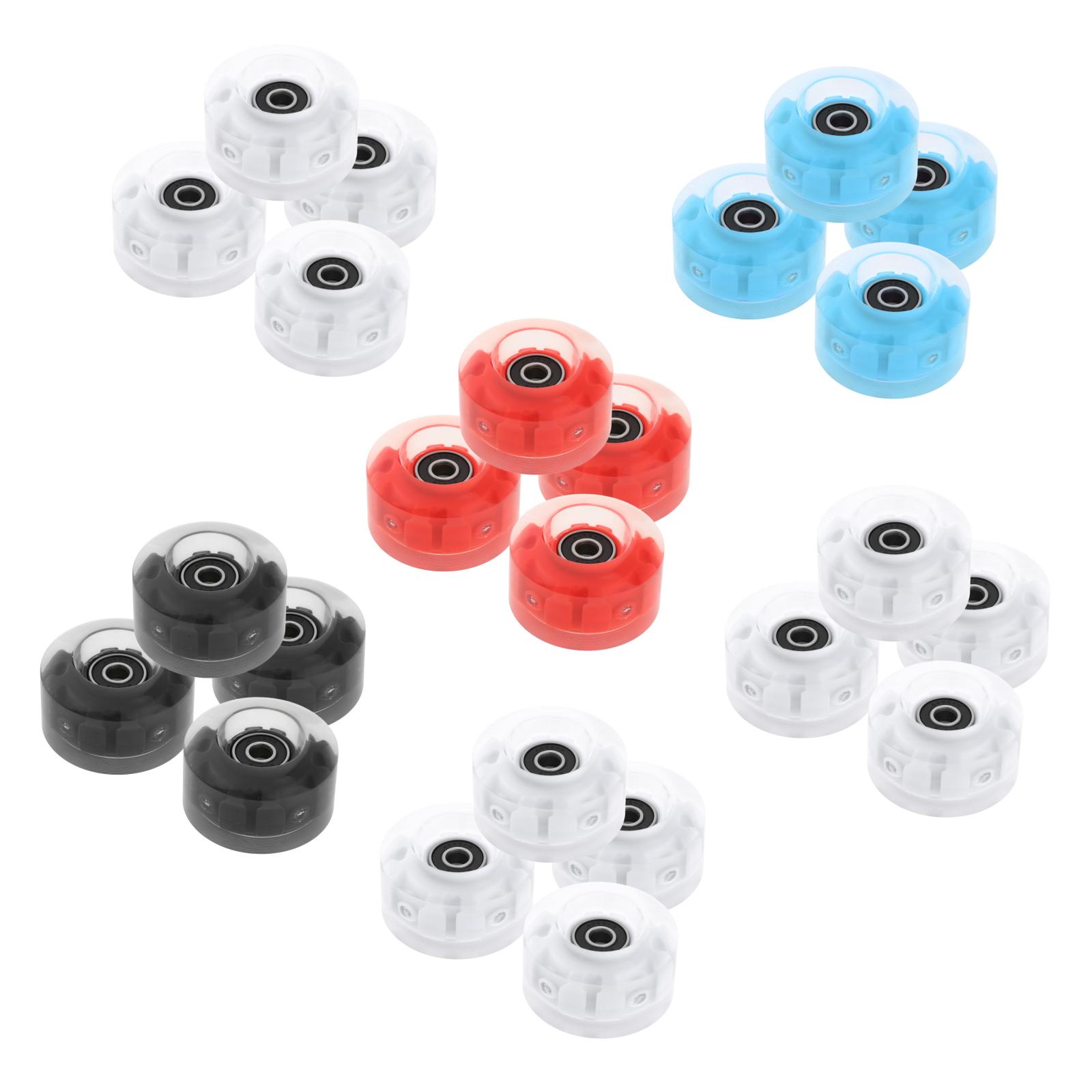 4Pack Quad Roller Skate Wielen Licht Up Lagers Voor Dubbele Rij Schaatsen Grip Lagers Onderdelen Gratis Rollerskate