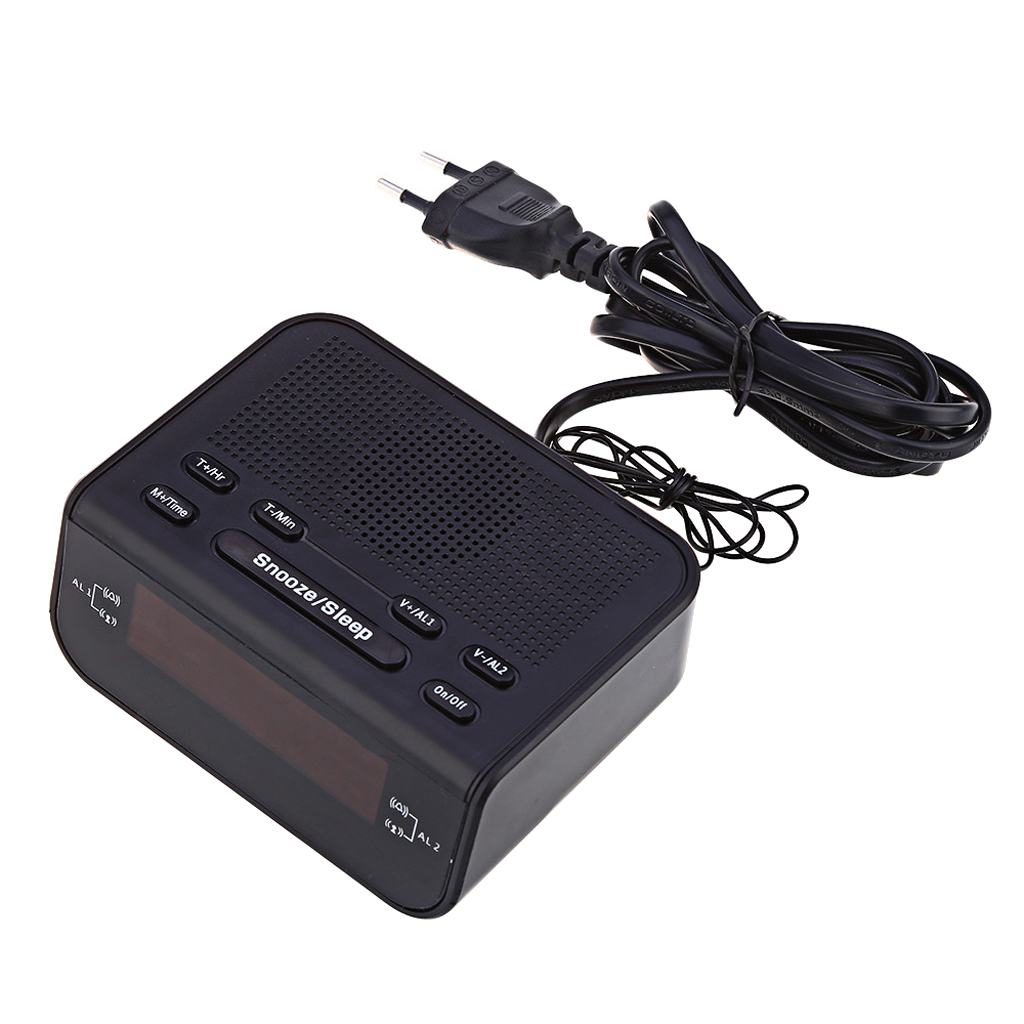 LED Display Digital Alarm Clock AM / FM Radio Clock Snooze Function EU Plug