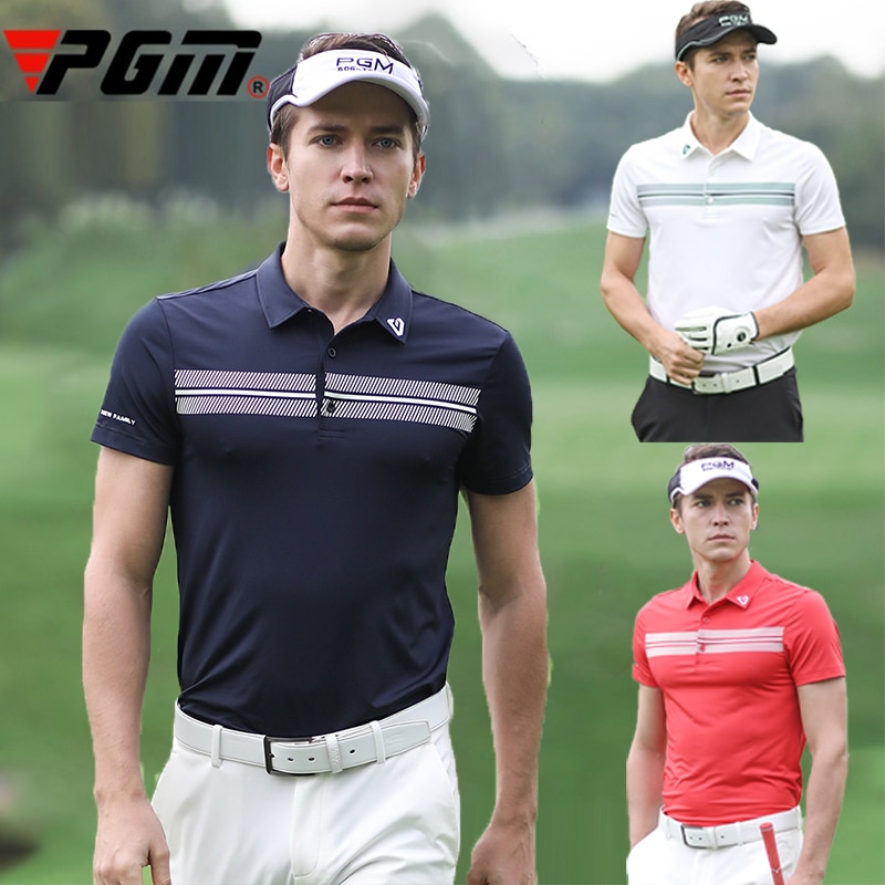 Golf T-shirt Pgm Mannen Shirts Zomer Ademend Elastische Korte Mouwen Uniformen Sneldrogende Golf Kleding Maat M-XXL