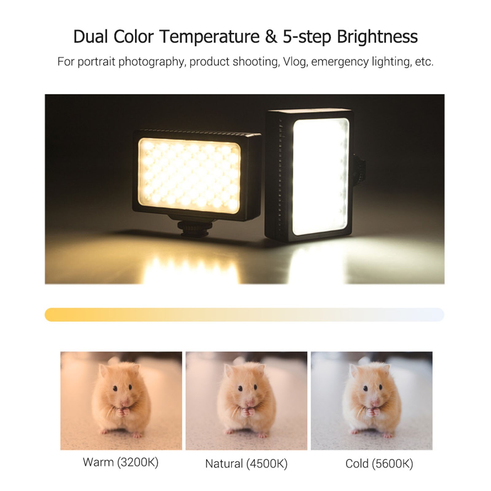 Luce Video a LED 3200K-5600K pannello LED dimmerabile fotografia portatile luce di riempimento con foro per vite da 1/4 pollici per fotografia Live