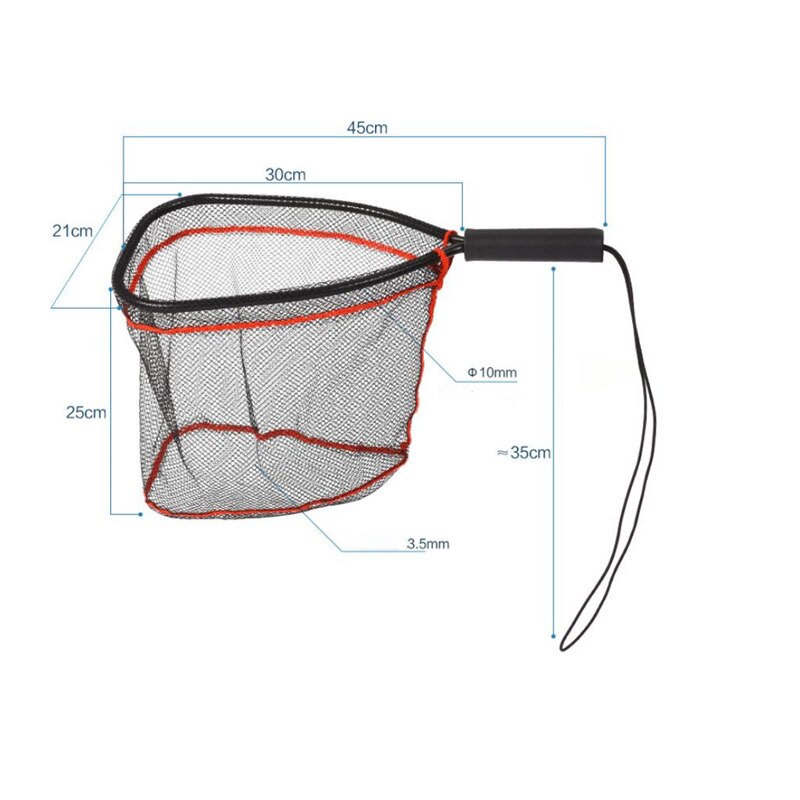 Redes de aterrizaje portátiles de aluminio, Red de inmersión para pesca con mosca, mango de goma, red Brail, accesorios de equipo de pesca, 1 ud.: Default Title