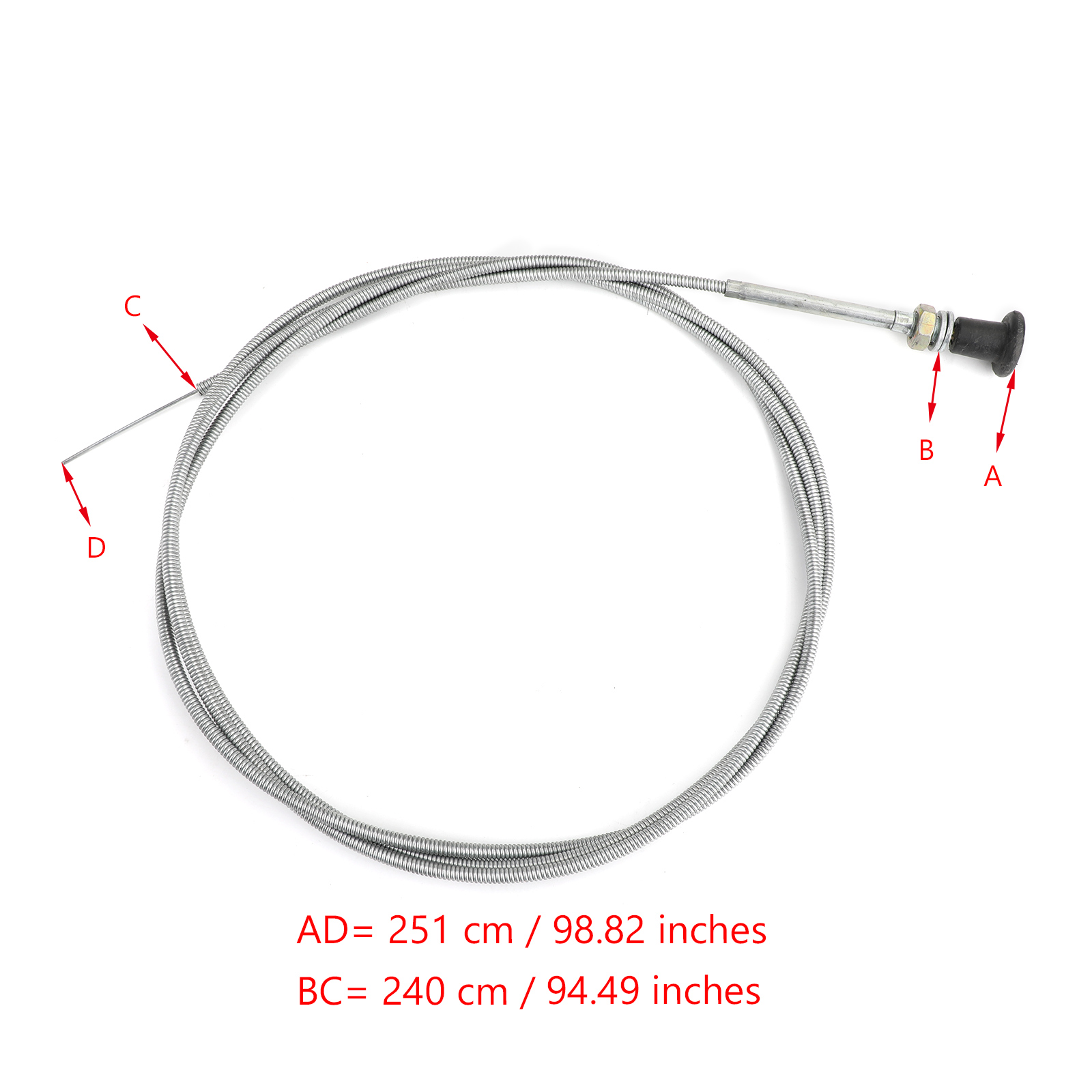 Areyourshop Universal Throttle Cable Push Pull Choke Cable 96" for Oregon Conduit Go Kart For Lincoln F162 F163 For Stens