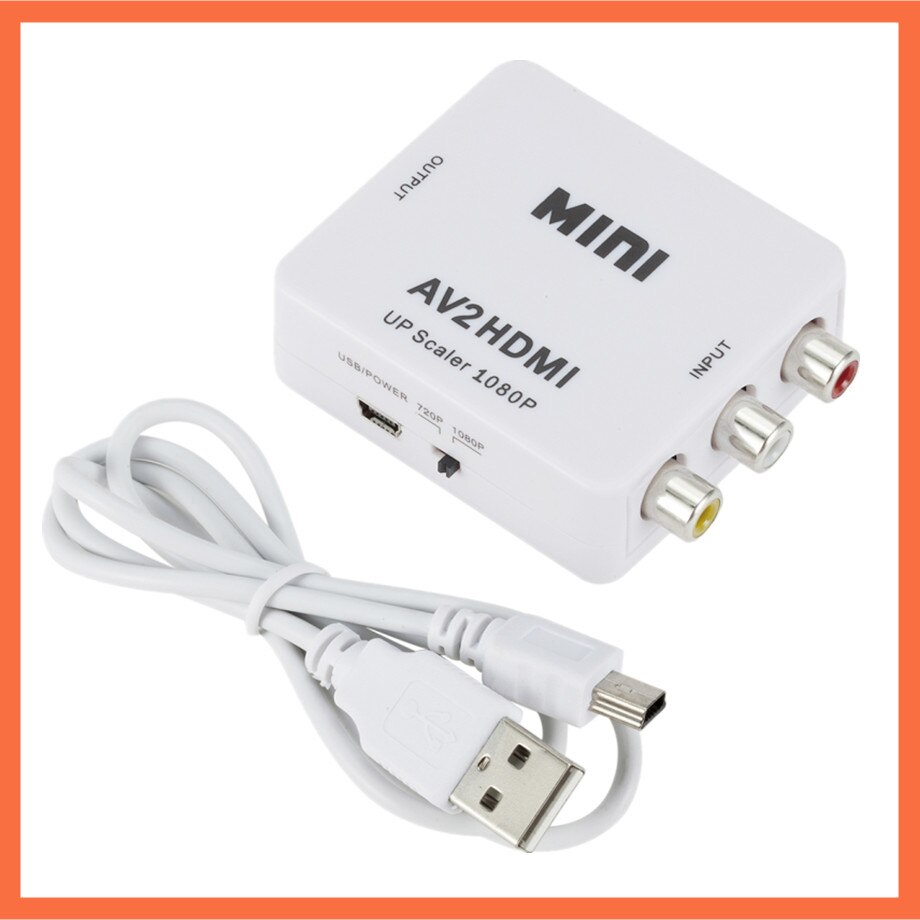 Adaptador de AV2HDMI-Compatible RCA AV/CVSB L/R a HDMI, convertidor de vídeo HD 1080P, compatible con NTSC PAL: White