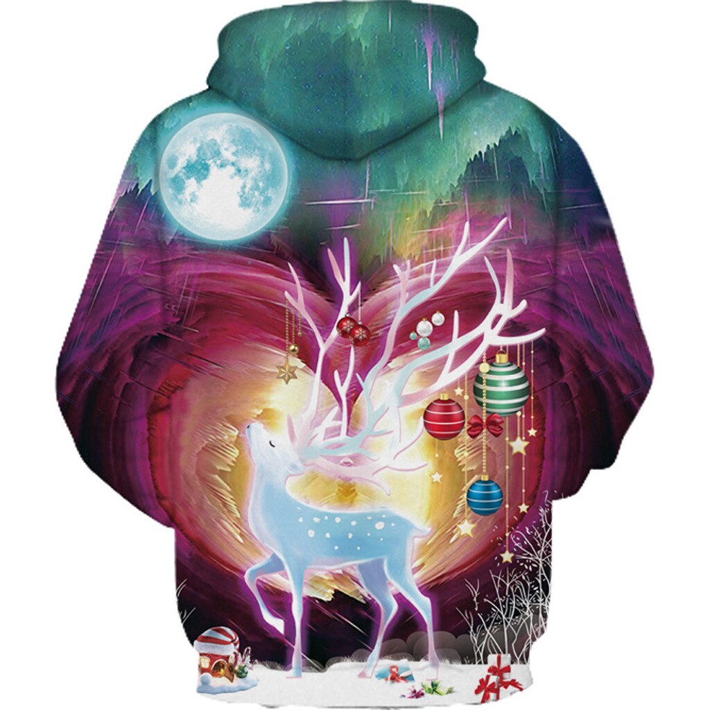 Couple's Long Sleeve Joggers Hoodies Sweatershirt 3D Christmas Printing Pullover Hoodies Sportswear Tops Leisure Shirt#1125