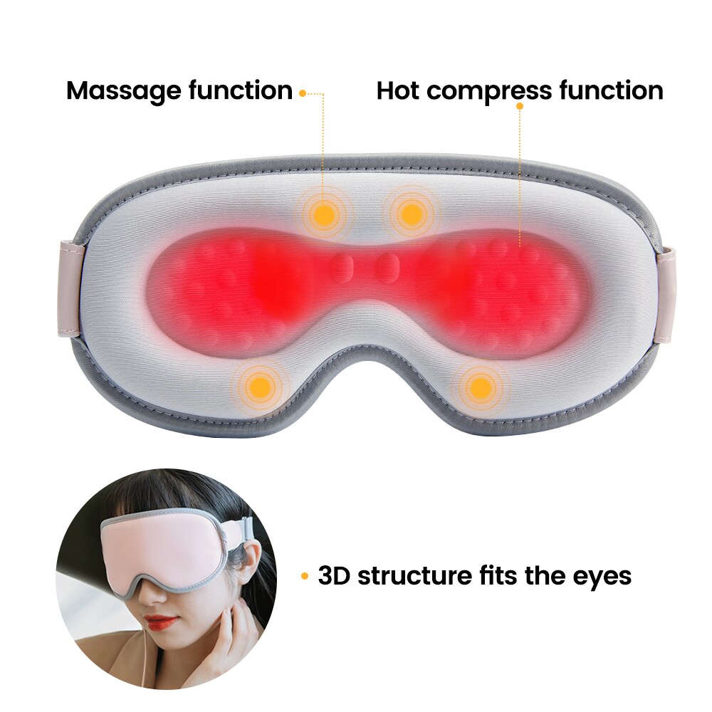 Sleep Heated 3D Sleeping Mask Vibration Kneading Sleeping Aid Eyepatch Compress Therapy Relieves Fatigue Shade Block Light