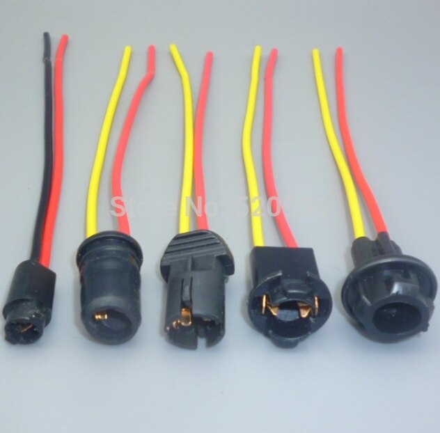 Shhworldsea 2 stk  t10 w5w t5 blød pære holder adaptere kabel led pære stik sokkel kile base pære stik