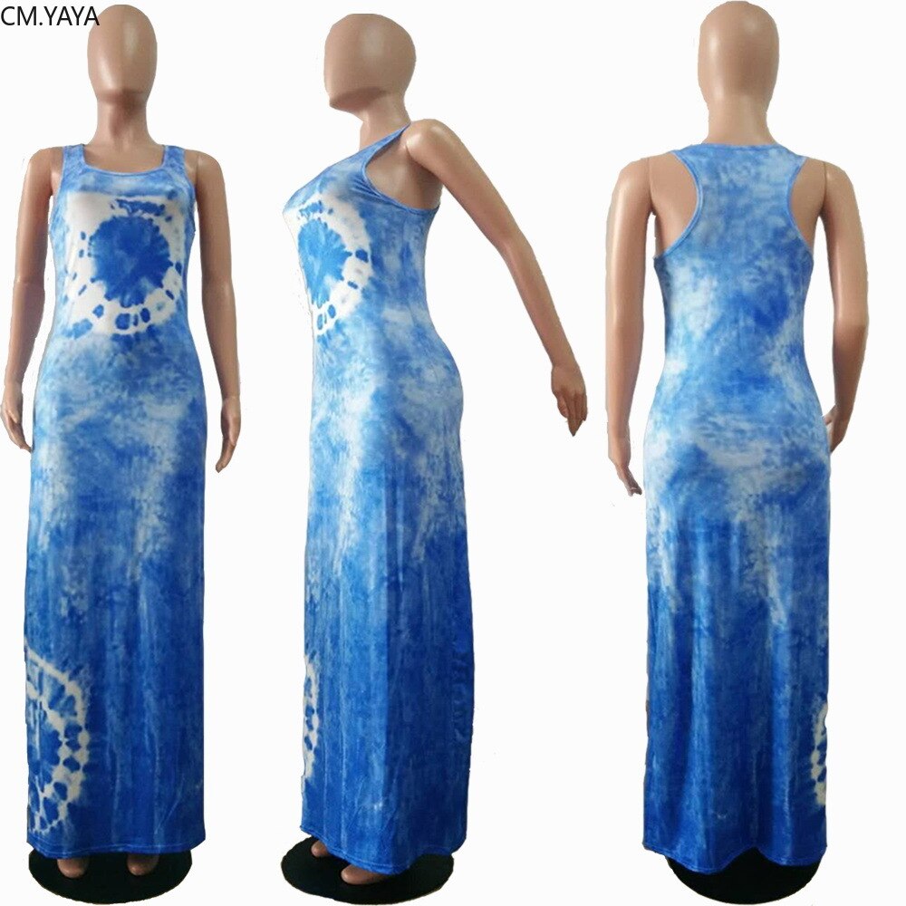 CM.YAYA-vestido largo ajustado de mujer, vestido largo ajustado sin mangas, con estampado de agujeros negros y tirantes finos de mujer para y club nocturno