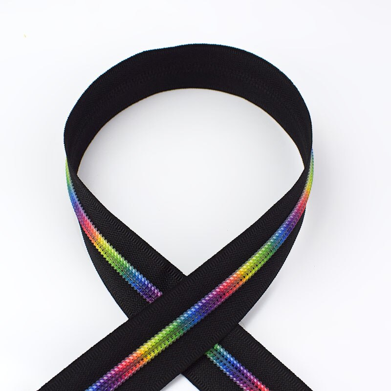 Meetee 2M/5M/10M 5 # Nylon Gekleurde Tand Rits Zwart Wit Doek Code Laden rits Diy Thuis Textiel Zak Naaien Accessoires: ZA016-Black / 10Meters