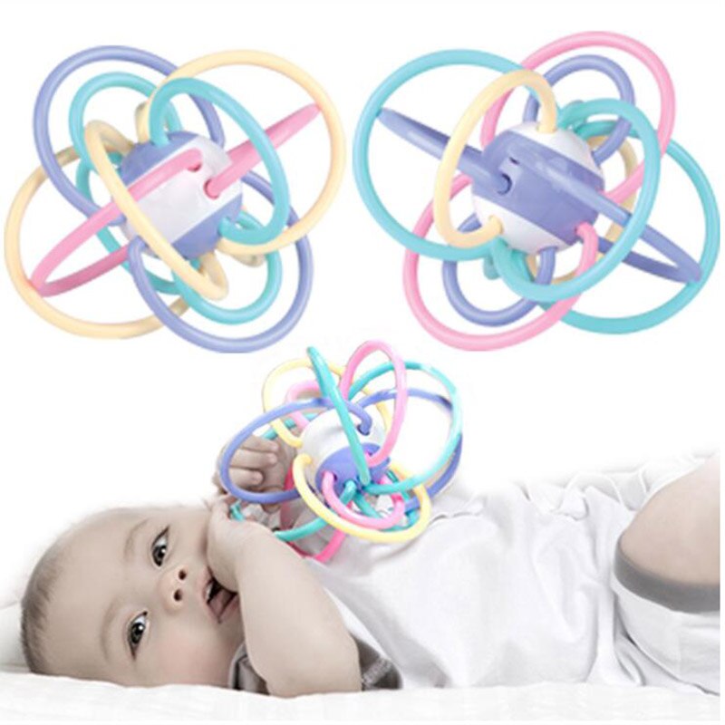 1Pcs Baby Grasp Balls Toy Colorful Circle Hand Bell Toys Baby Rattles Ball Hollow Sphere Newborn Infant Soft Teething Toys