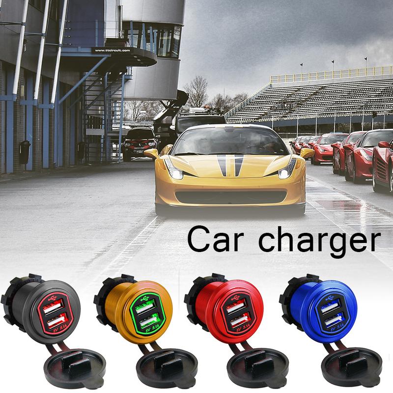 Metalen aluminium behuizing 3.1a snelladende dubbele usb-autolader gemodificeerde motorfiets autolader aluminium motorfietsaansluiting