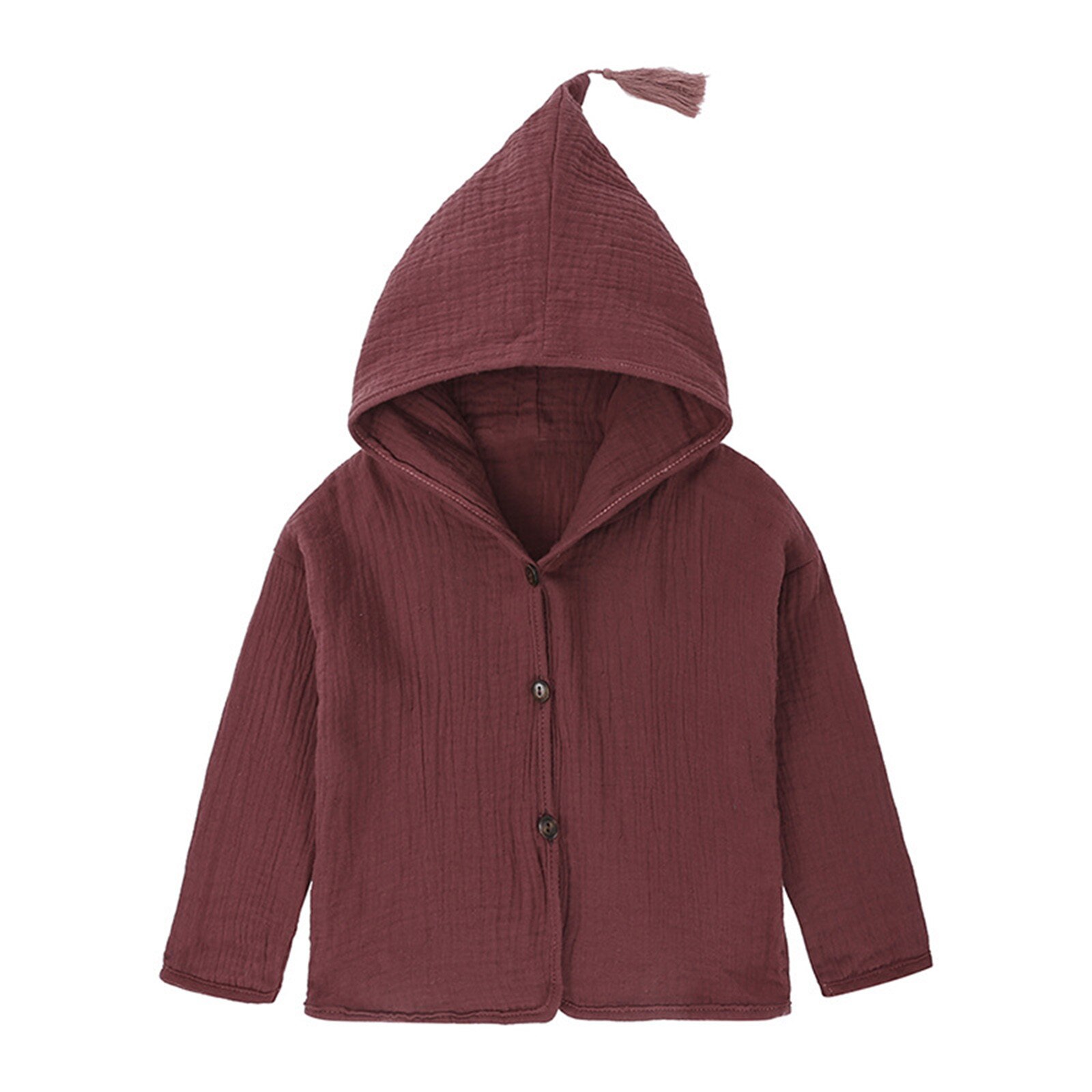 Peuter Infant Baby Kids Meisjes Jongens Solid Warm Hooded Jas Outfits Kleding Pure Kleur Katoen Crêpe Capuchon Vest