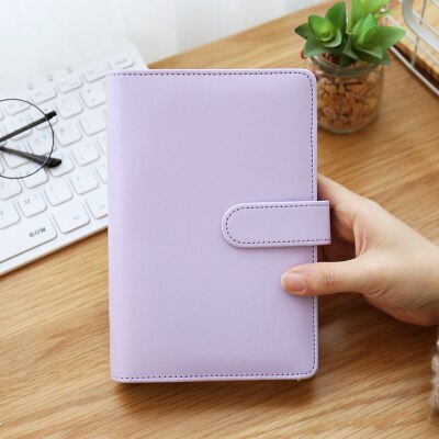 JIANWU Macarons PU liant A5 A6 cahier Journal livre de Calendrier planificateur journal feuilles mobiles liant mignon fournitures Scolaires: purple No inner page / A6