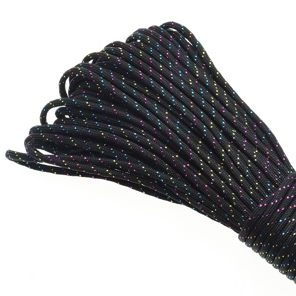 Gold Silver Cord 550 Paracord Parachute Cord Lanyard Mil Spec Type III 7 Strand Core 100 FT 19 Colors: Black