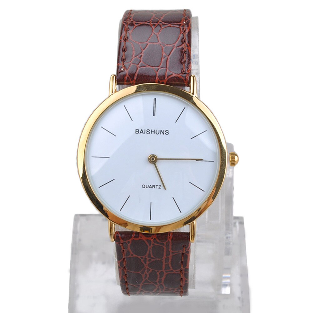 Mens Boys Classic Faux Leather Band watches Round Dial Analog Quartz Wrist watch