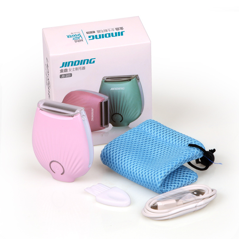 JINDING Women Hair Removal Portable Bikini Trimmer Shaving Machine Lady Shaver USB Rechargeable Electric Razor Body Hair Remover