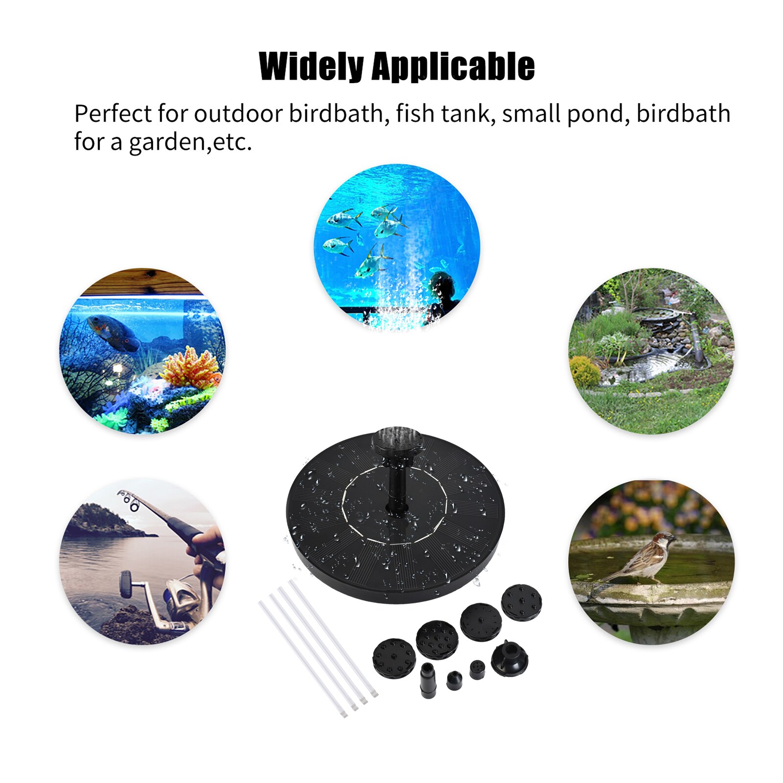 Floating Solar Fountain Waterfall Fountain Pool Pond Garden Bird Bath Solar Panel Powered Fountain Water Pump for Garden Decor