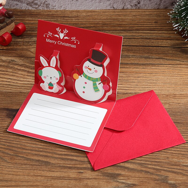 Blank Christmas Invitation Cards with Envelope Snowman Santa Claus Red Xmas Invitations Thank You Card for Christams Party