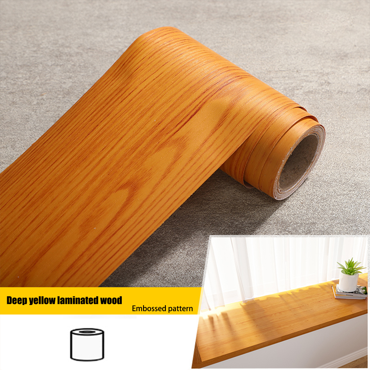 Wood Grain Door Frame Wrapping Edge Stickers Self-adhesive Renovation Furniture Holes Cover Wooden Door Cover Floor Stickers 5M