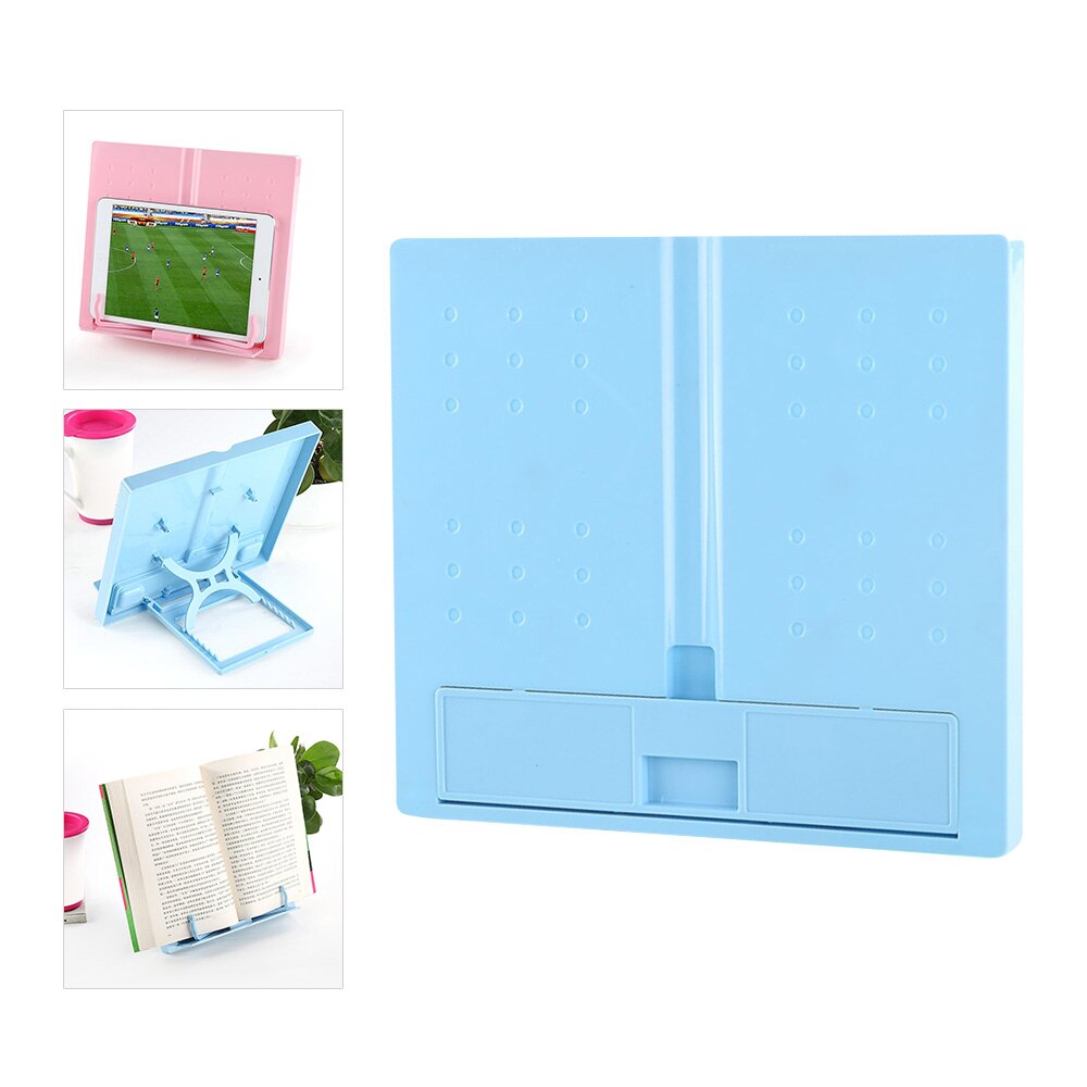 Portable Plastic Book Stand Foldable Book Document Holder Adjustable 6 Angles Bookstand Desk Reading Kitchen Stand