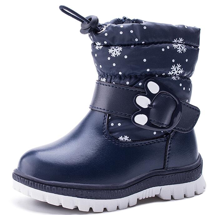 Bottes d'hiver pour enfants | Bottines en peluche pour filles, plates, en caoutchouc, bottes de neige pour garçons, chaussures imperméables et antidérapantes A171: Bleu / 8