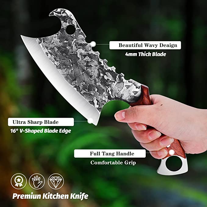 Chef Butcher Knife High Carbon Steel Handmade Forged Kitchen Knives Chinese Chop Cleaver Knife Cooking Tool With Wood Handle