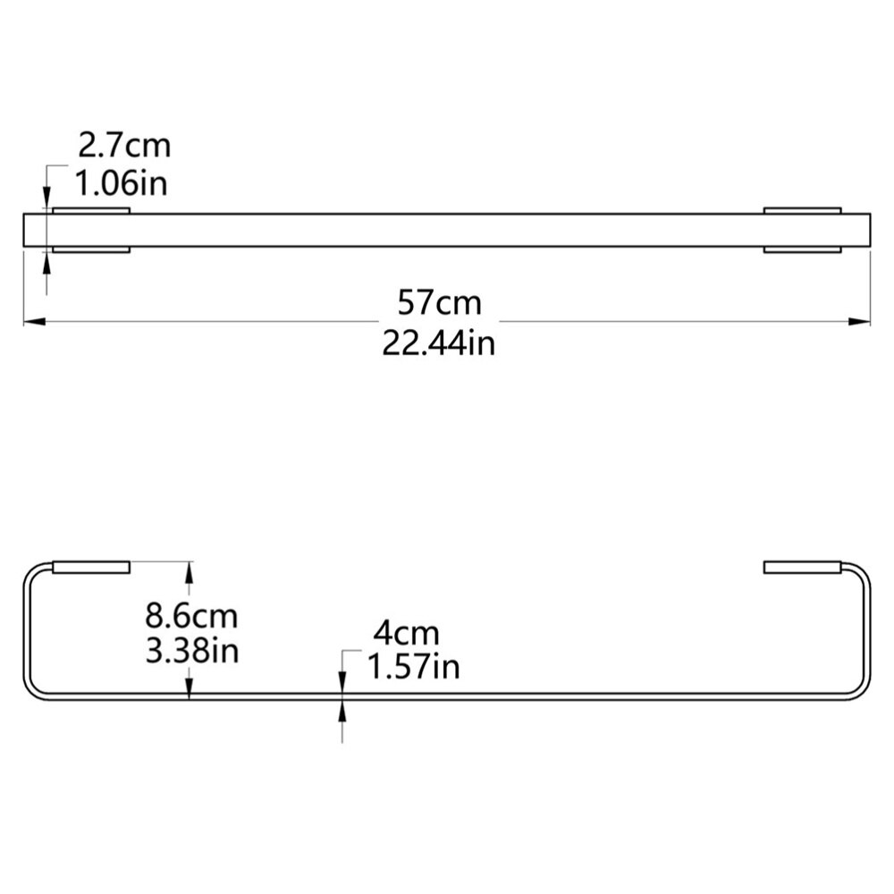 57 x 8.6cm messing fladt rør vægmonteret håndklædeholder badeværelse håndklæde bar håndklædeholder enkelt håndklæde hylde vægmonteret håndklædeholder (messing