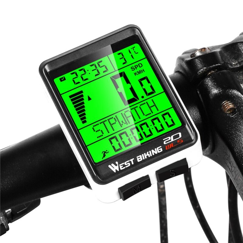 Bicycle Computer Waterproof Odometer 5 Language Digital LCD Wireless Odometer Stopwatch Speedometer 2.1 inch: Default Title