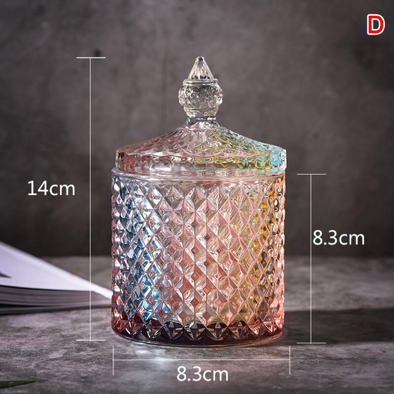 Färgglad burk i romersk stil kristallglas täckt förvaringsburk sockerlåda smycken burk godisburk heminredning lks 99: Klar