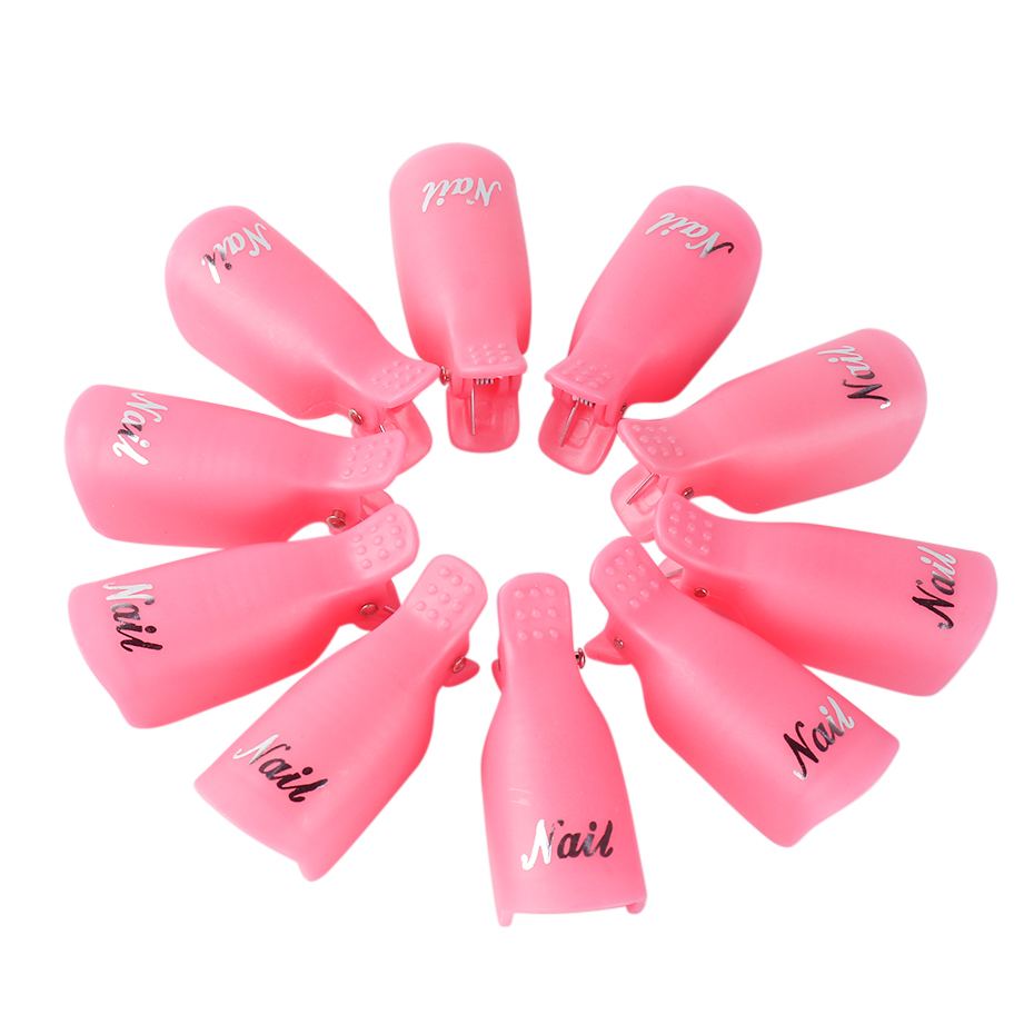 10 pc plastique Nail Art tremper Clips capuchon Gel vernis à ongles dissolvant Clips ongles dégraissant nettoyant manucure ongles outil LAND136