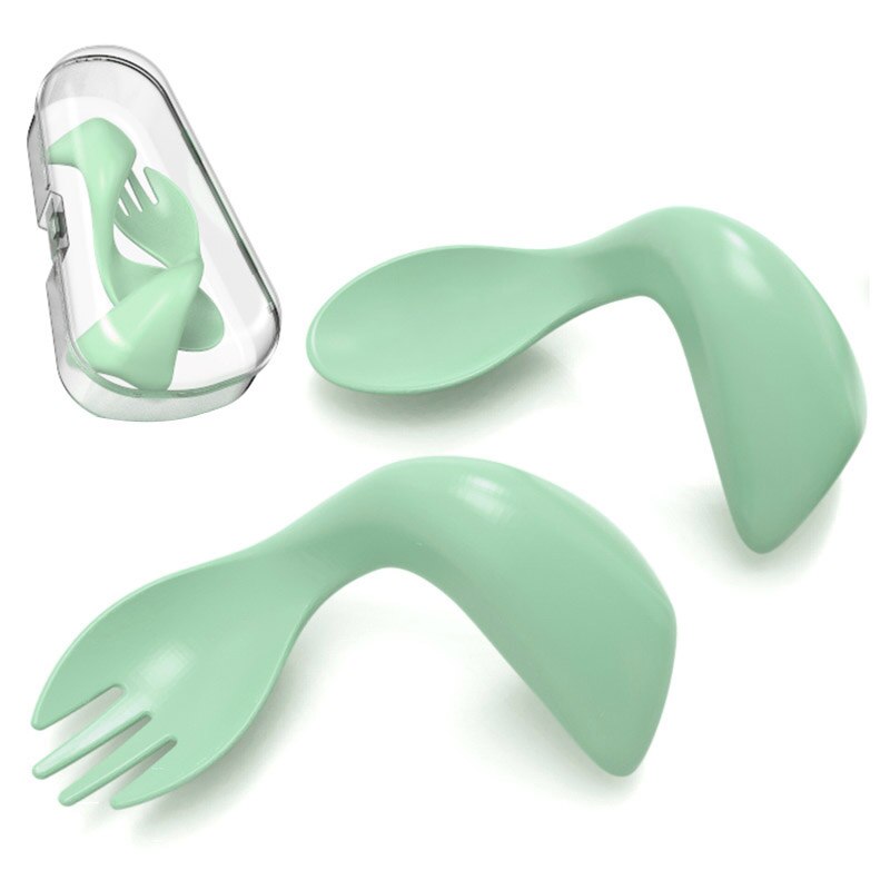 Silicone Baby Feeding Plate Non-slip Suction Tableware for Babi Kids Dishes Infant Food Bowl for Children Pratos Kids Plate: S8 fork and spoon