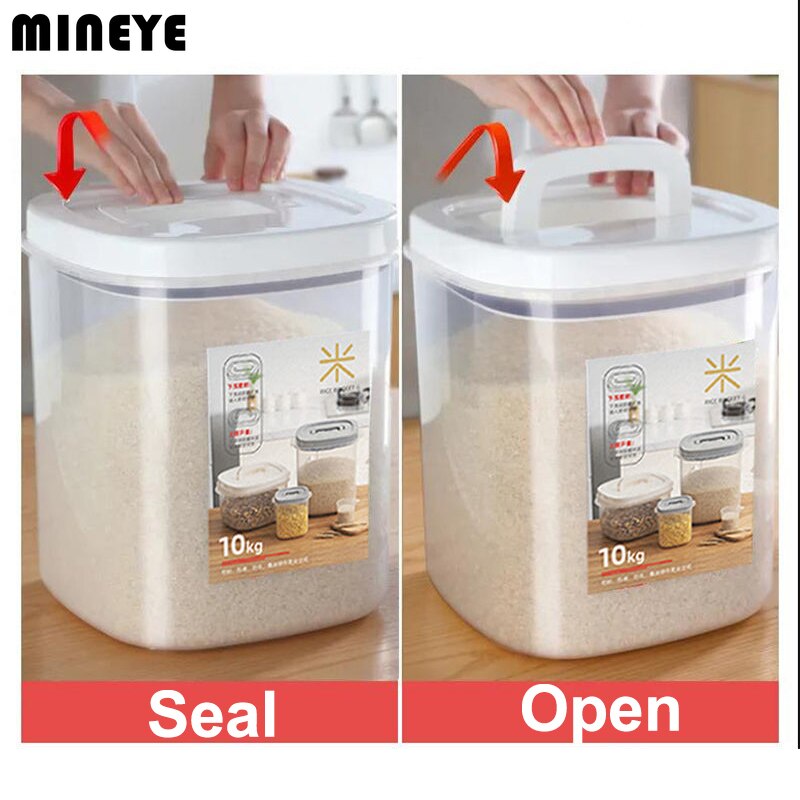 Transparent Rice Bucket Insect-proof Moisture-proof Sealed Flour Storage Containers Kitchen Grains Pet Dog Food Storage Box