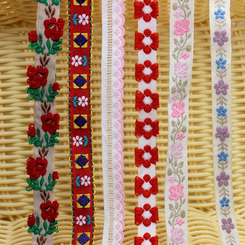 2 yards/lot japon doux Kawai style fille cheveux boucles d'oreilles et un chapeau de paille garni dentelle tissé jacquard sangle bricolage Zakka ruban