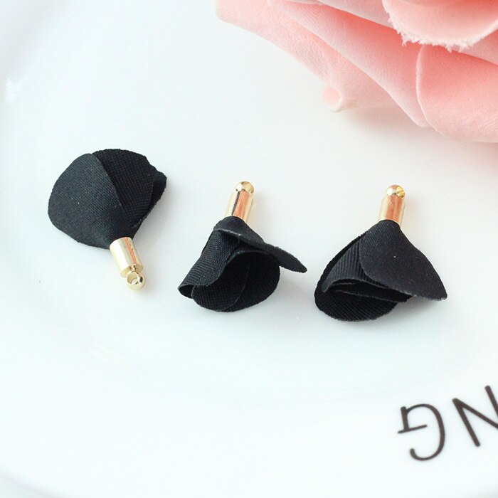 20 st 2.5*1.5cm mini sidentofs blomhänge smycken gör diy-örhängen armband mobiltelefon/hänge hitta hantverksmaterial: Svart