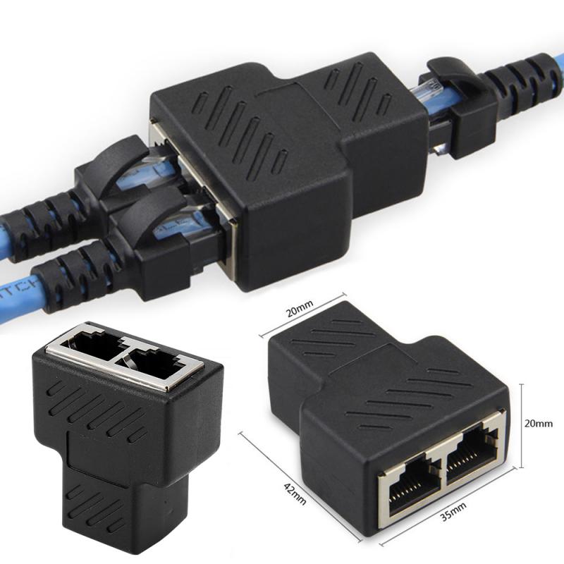 LAN Ethernet Cable Adapter 1 To 2 Way LAN RJ45 Extender Splitter for Internet Cable Connection 1 Input 2 Output