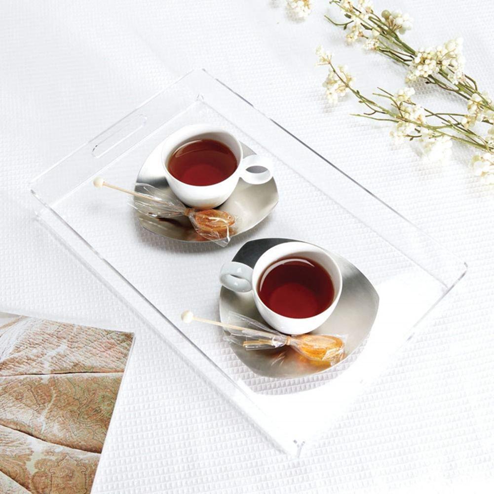 Akrylbakke te og sofabordsbakke morgenmad bakke klar akryl serveringsbakke med håndtag hjemmekøkkenopbevaring
