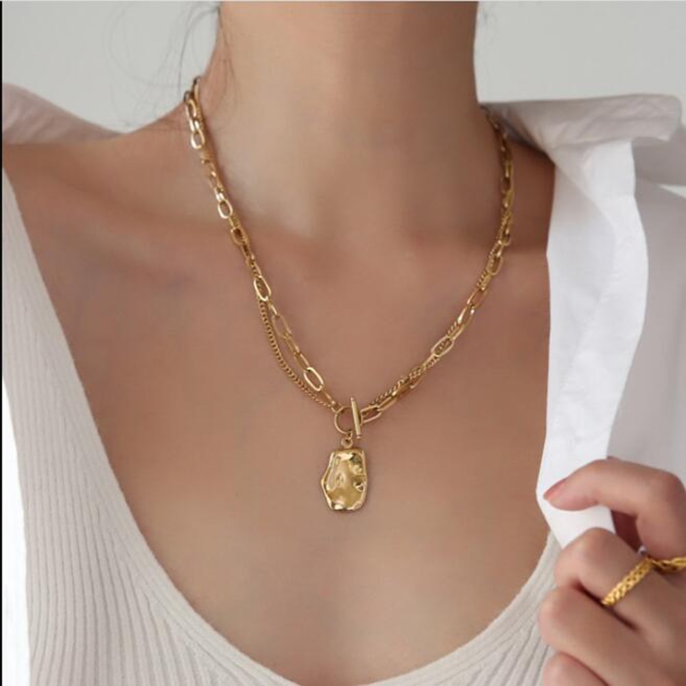Bohemian Multilayer Chain Crystal Snake Pendant Necklace for Women Vintage Geometric Thick Chain Collar Necklace Punk Jewelry: IPA1046-1