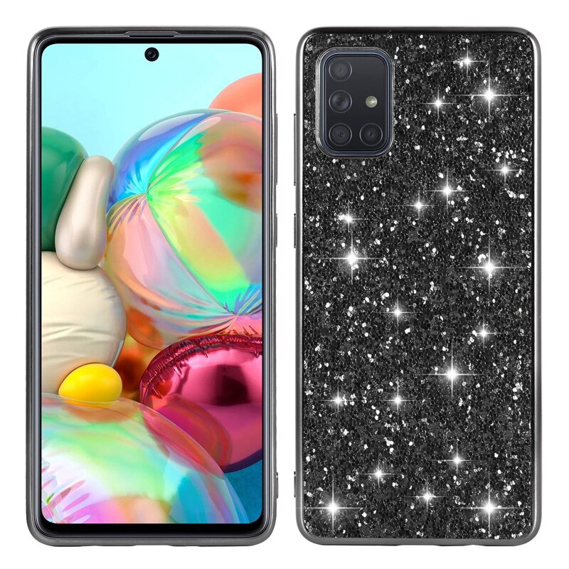 Pour Samsung Galaxy A51 étui Bling diamant paillettes couverture arrière pour Samsung A 51 A71 Anti-chute souple Silicone cadre étuis: Samsung A51 / Black