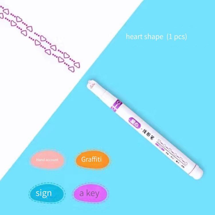 1/6Pcs/set Kawaii Flowers Line Shaped Highlighter Pens Roller Tip Curve Liner Marker for Writing Journaling Drawing Stationery: Navy Blue