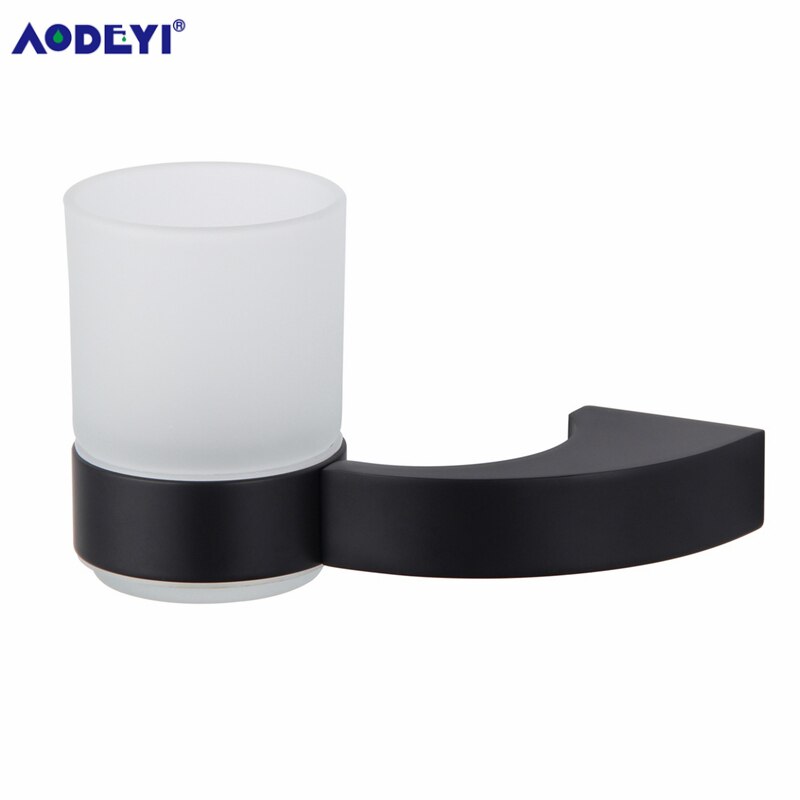 Aodeyi sort badeværelse tilbehør kappe krog håndklæde bar ring papirholder sæbeskål toiletbørste holder bad hardware sæt sæt: Tandbørsteholder a